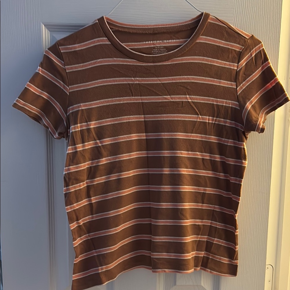 American Eagle Outfitters Brown Striped Women's Top